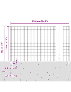 Recinzione con Posto Grigio 1,2 x 25 m Acciaio e PVC 2