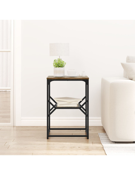 Tavolino  in rovere affumicato 41x40x60 cm in legno ingegnerizzato