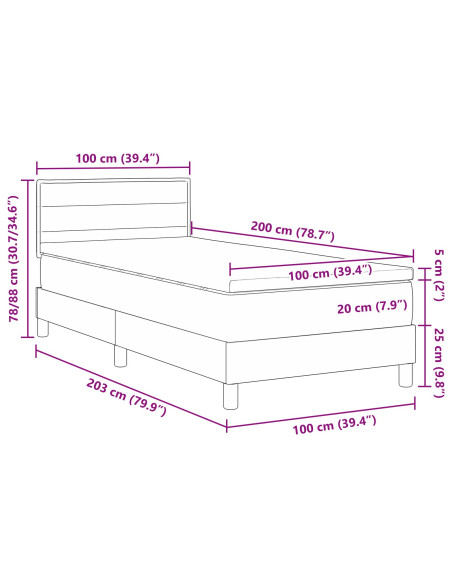 Letto a Molle con Materasso Blu 100x200 cm Tessuto