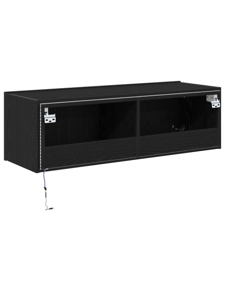Mobile TV  con luci LED Nero Rovere 100x35x31 cm