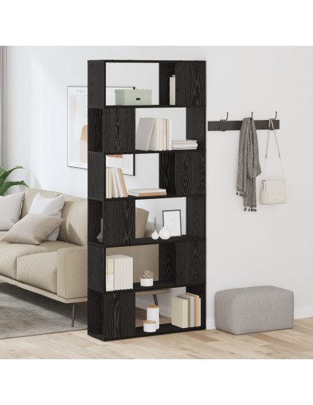 Scaffale  Nero Rovere 80x24x186 cm Legno ingegnerizzato