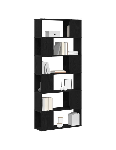 Scaffale  Nero Rovere 80x24x186 cm Legno ingegnerizzato
