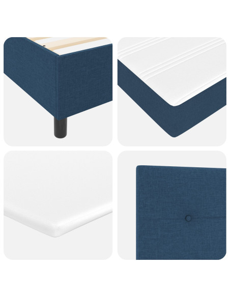Struttura del Letto  con Materasso Blu, Bianco Tessuto 100 x 200 cm