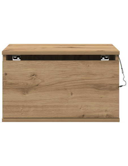 Comodino  con LED montato a parete in rovere artigianale 50x36x30 cm