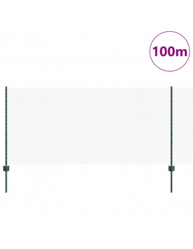Pali di Recinzione  11 pz U-Channel Verde 100 cm Acciaio, Recinzione Esagonale Verde 1x100 m Acciaio