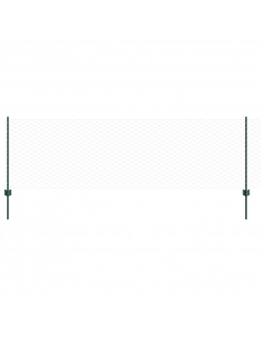 Pali di Recinzione  11 pz U-Channel Verde 80 cm Acciaio, Recinzione Esagonale  Verde 0,8x50 m Acciaio