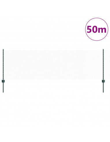 Pali di Recinzione  11 pz U-Channel Verde 80 cm Acciaio, Recinzione Esagonale  Verde 0.8x50 m Acciaio