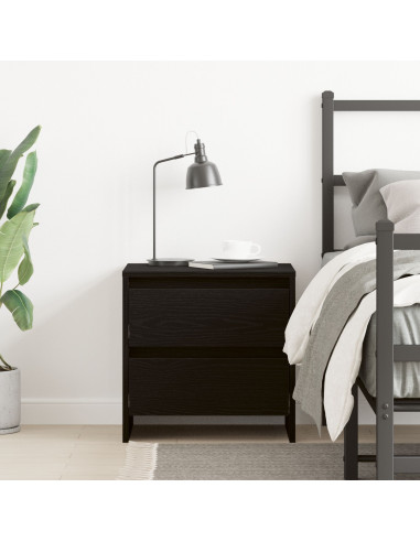 Armadio da Notte con cassetto Rovere Nero 45 x 34 x 44,5 cm