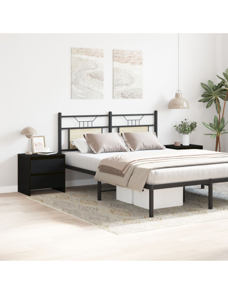 Cabinetto da letto  2 pezzi Nero Rovere 45x34x44,5 cm Legno ingegnerizzato