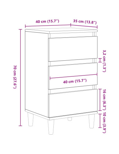 Armadio da Notte Rovere Nero 40 x 35 x 70 cm Legno multistrato