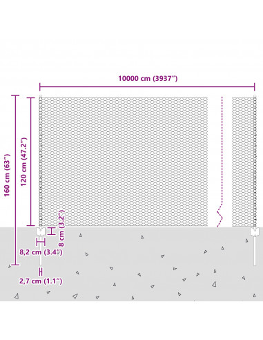 Pali di Recinzione 22 pcs U-Channel 120 cm Acciaio Zincato,  Recinzione Esagonale 1,2x100 m Acciaio Zincato