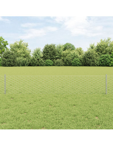 Pali per Recinzione  11 pcs U-Channel 40 cm Acciaio Zincato, Recinzione Esagonale  0.4x100 m Acciaio Zincato