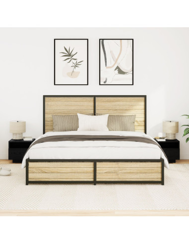 Armadio da Notte con cassetto 2 pcs Rovere Nero 40 x 39 x 37 cm