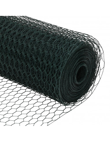 Pali per Recinzione  11 pcs U-Channel Verde 140 cm Acciaio, Recinzione Esagonale Verde 1,4x100 m Acciaio di