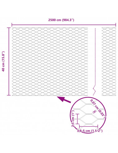 Pali per Recinzione  11 pcs U-Channel Verde 40 cm Acciaio, Recinzione Esagonale  Verde 0.4x25 m Acciaio