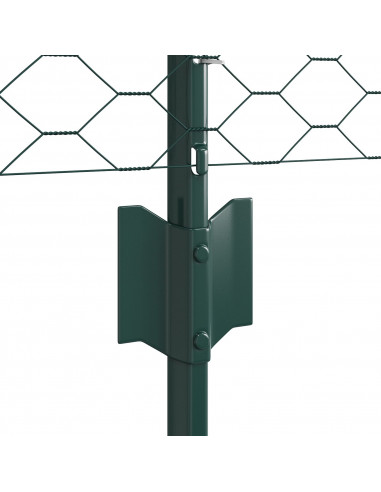 Pali per recinzione  11 pezzi U-Channel Verde 60 cm Acciaio, Recinzione esagonale  Verde 0,6x25 m Acciaio
