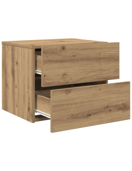 Cabinet da notte  con LED montato a parete in rovere artigianale 50x39x41 cm