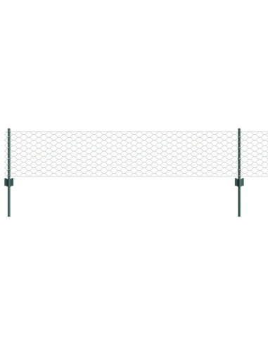 Pali per Recinzione  11 pz U-Channel Verde 40 cm Acciaio, Recinzione Esagonale  Verde 0.4x50 m Acciaio