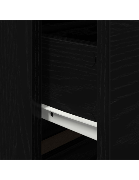 Comodino con LED Montato a Muro Rovere Nero 50x39x41 cm