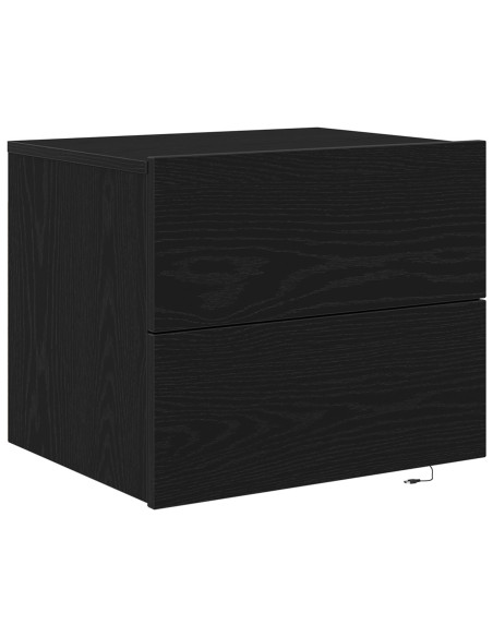 Comodini con Luci LED Montati a Muro 2 pezzi Rovere Nero