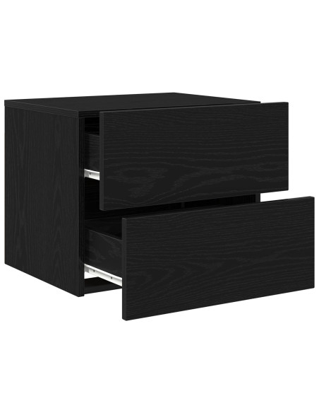 Comodini con Luci LED Montati a Muro 2 pezzi Rovere Nero