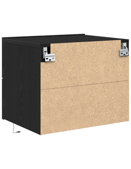 Comodini con Luci LED Montati a Muro 2 pezzi Rovere Nero