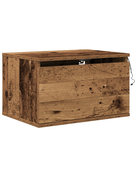 Comodino  con LED montato a muro in legno vecchio 50x36x30 cm