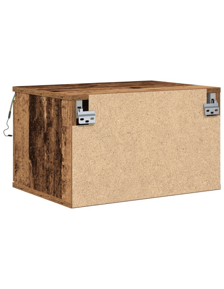 Comodini con luci LED 2 pz da muro in legno vecchio