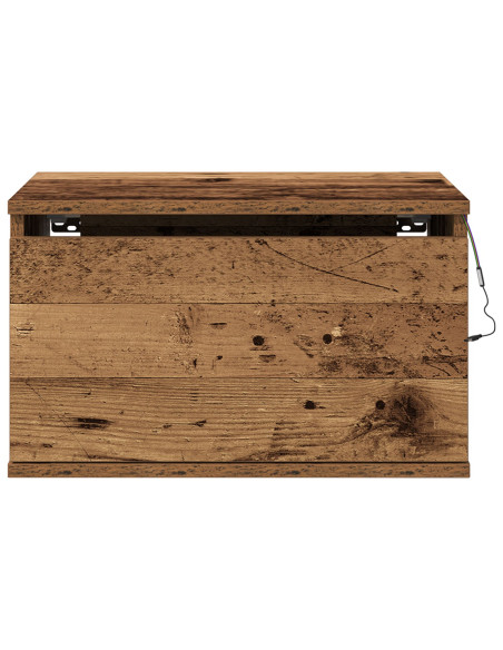 Comodini con luci LED 2 pz da muro in legno vecchio