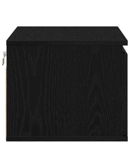Cabinette da notte  con luci LED 2 pz da parete in rovere nero