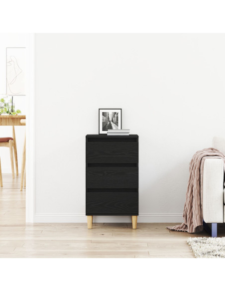 Comodino  Nero Rovere 40x35x70 cm Legno ingegnerizzato