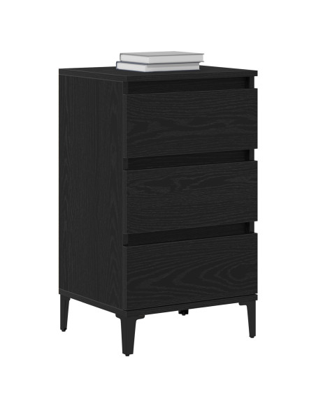 Comodino  Nero Rovere 40x35x70 cm Legno ingegnerizzato