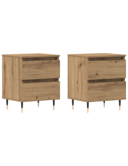 Comodini 2 pezzi Rovere Artigianale 40x35x50 cm Legno Ingegnerizzato