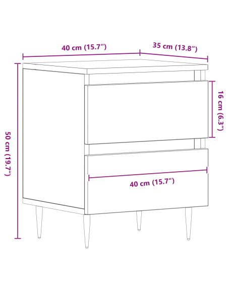 Comodini 2 pz Noce Nero 40x35x50 cm Legno Ingegnerizzato