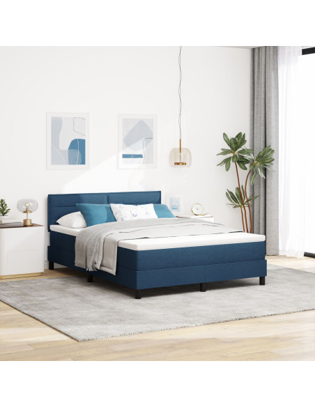 Struttura Letto  con Materasso Blu Navy Tessuto 140 x 190 cm