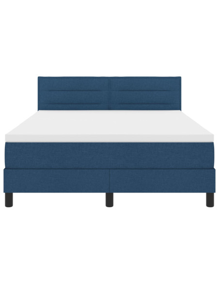 Struttura Letto  con Materasso Blu Navy Tessuto 140 x 190 cm