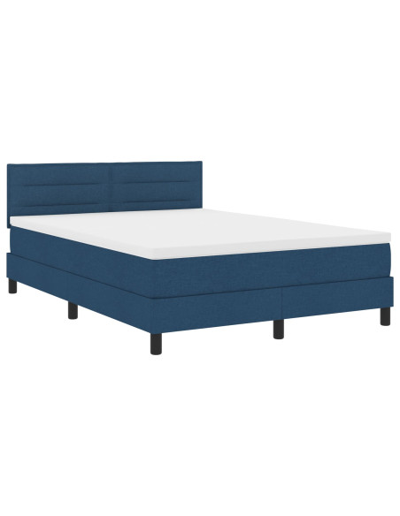 Struttura Letto  con Materasso Blu Navy Tessuto 140 x 190 cm
