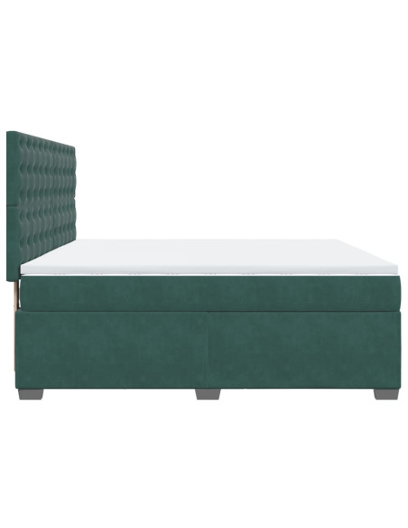 Giroletto a Molle con Materasso Verde Scuro 180x200 cm Velluto