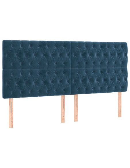 Giroletto a Molle con Materasso Blu Scuro 200x200 cm in Velluto
