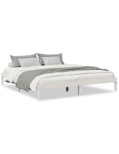 Letto Extra Lungo senza Materasso Bianco 200x220 cm in Pino