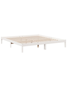 Letto Extra Lungo senza Materasso Bianco 200x220 cm in Pino 2