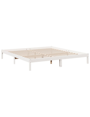 Letto Extra Lungo senza Materasso Bianco 200x220 cm in Pino