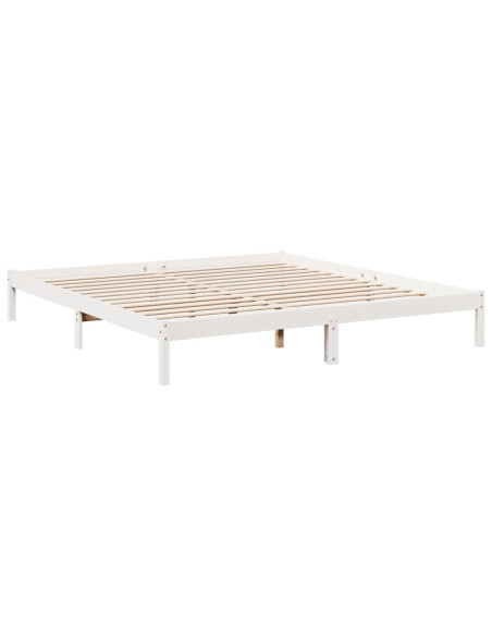 Letto Extra Lungo senza Materasso Bianco 200x220 cm in Pino