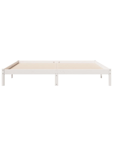 Letto Extra Lungo senza Materasso Bianco 200x220 cm in Pino