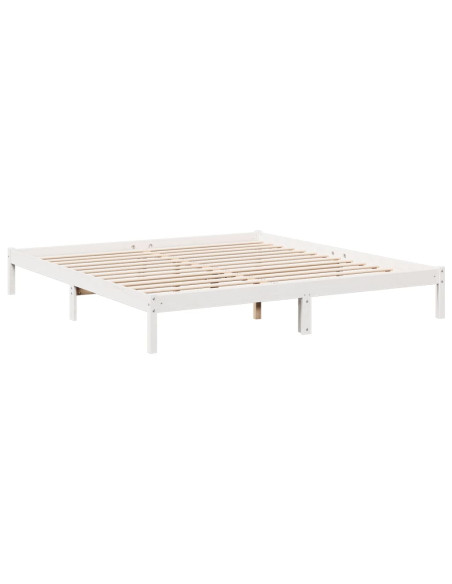 Letto Extra Lungo senza Materasso Bianco 200x220 cm in Pino