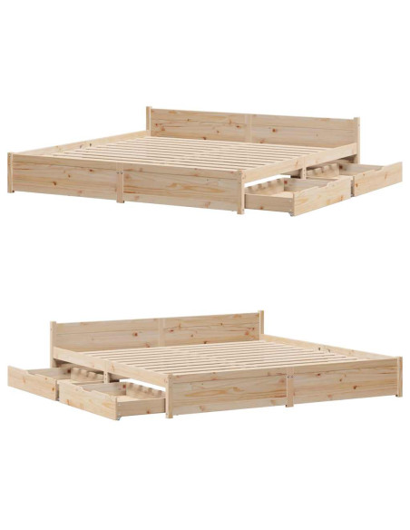 Letto senza Materasso 160x200 cm in Legno Massello di Pino