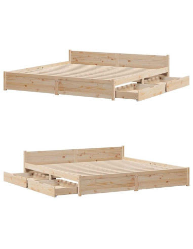 Letto senza Materasso 200x200 cm in Legno Massello di Pino