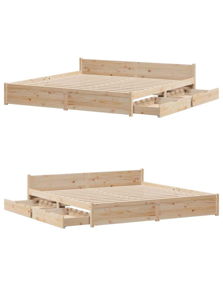 Letto senza Materasso 200x200 cm in Legno Massello di Pino