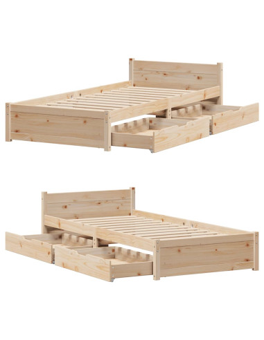 Letto senza Materasso 90x200 cm in Legno Massello di Pino