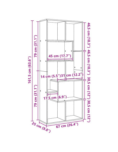 Libreria Divisorio Rovere Artigianale 67x25x161,5 cm Truciolato